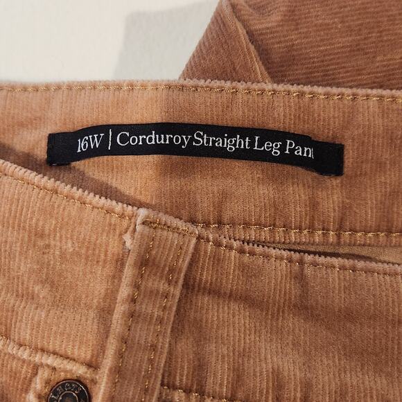 Talbots Womens Tan Corduroy Straight Leg Pants Size 16W Minimalist Academia - Picture 7 of 14